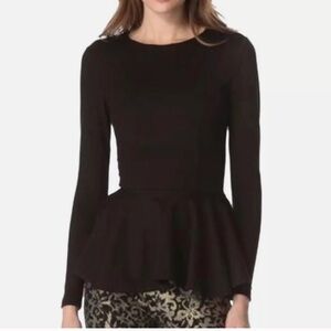 Torn by Ronny Kobo Elegant Black Peplum Blouse